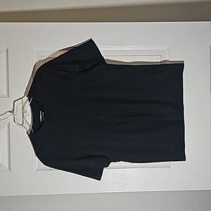 Croft & Barrow Easy Care Black Textured Ribbed Tee Short Sleeve T-Shirt Size S